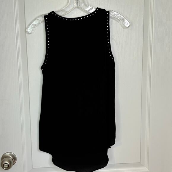 Michael Kors Wms XS Black Studded Sleeveless Tunic Blouse Flowy Moto Social - Picture 2 of 11